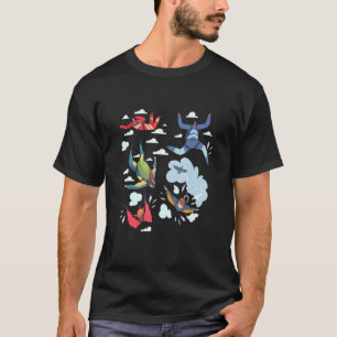 Skydiving Team Group Cool Sports Cut Off Bird Clou T-Shirt