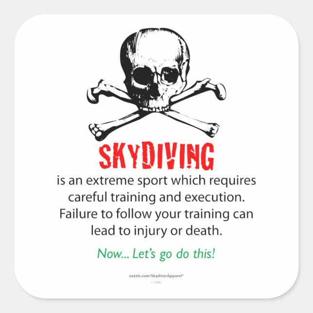 Skydiving Training Square Sticker (Front)