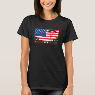 Skydiving USA Flag Skydiver Parachute BASE Jump Pl T-Shirt