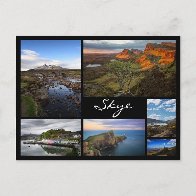 Skye landscapes black frame collage postcard (Front)