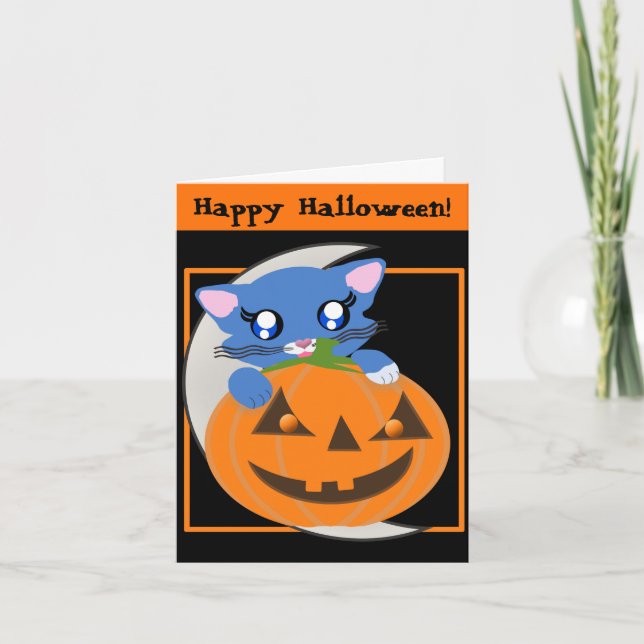 Skye Pumpkin Moon Toon Kitty Card (Front)