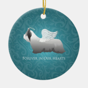 Skye Terrier Angel Design Ceramic Tree Decoration