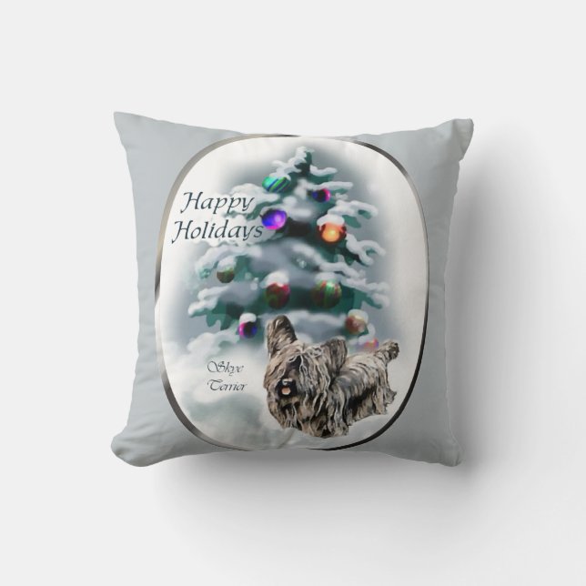 Skye Terrier Christmas Cushion (Front)