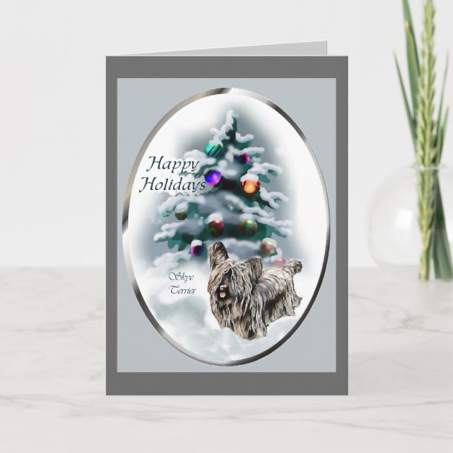 Skye Terrier Christmas Gifts Holiday Card (Front)