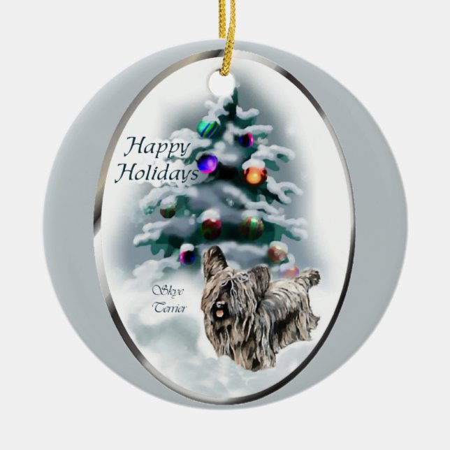 Skye Terrier Christmas Gifts Ornament (Front)