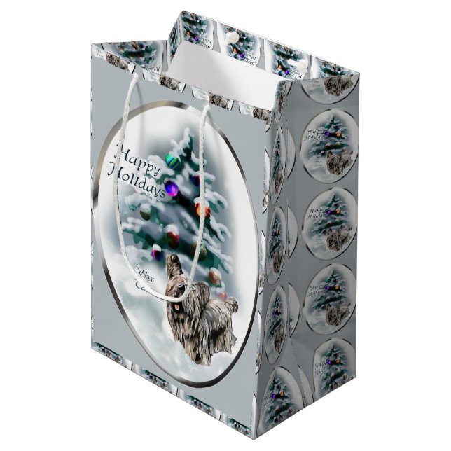 Skye Terrier Christmas Medium Gift Bag (Front Angled)