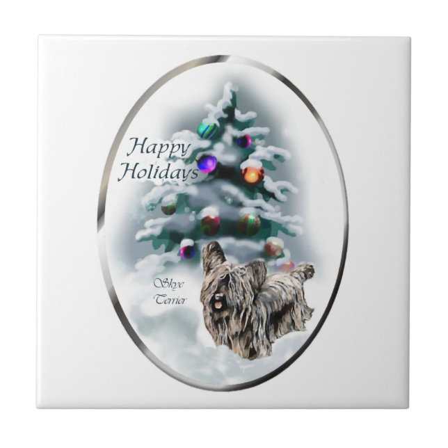 Skye Terrier Christmas Tile (Front)