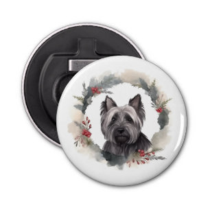 Skye Terrier Christmas Wreath Festive Pup Bottle Opener