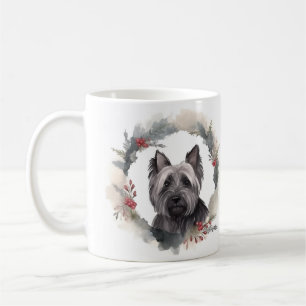 Skye Terrier Christmas Wreath Festive Pup Coffee Mug