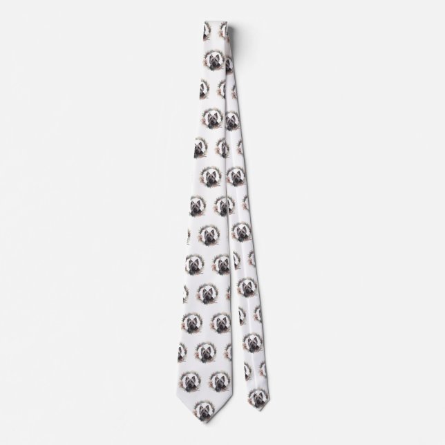 Skye Terrier Christmas Wreath Festive Pup Tie (Front)