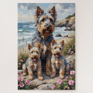 Skye Terrier Coastal Garden Art Jigsaw Puzzle
