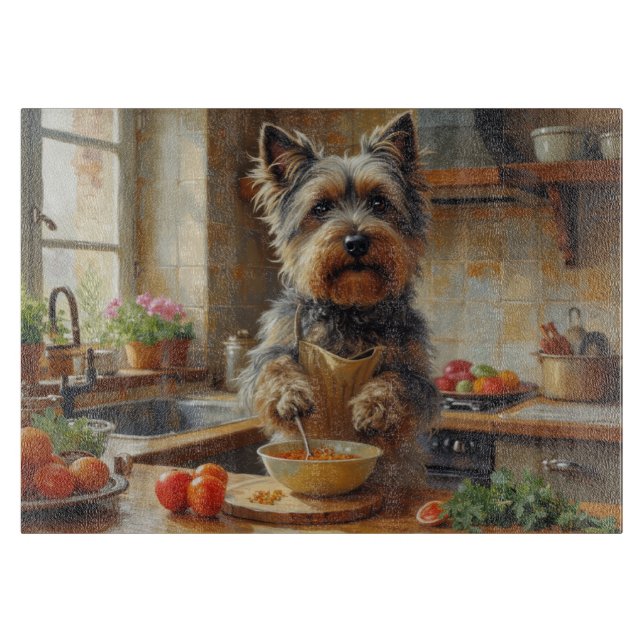 Skye Terrier Cooking in Kitchen Cutting Board (Front)