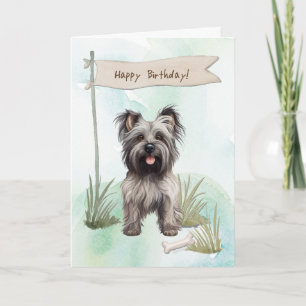 Skye Terrier Dog Breed Under Birthday Sign Card