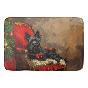 Skye Terrier Dog Christmas Festive  Bath Mat