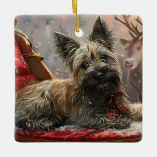 Skye Terrier Dog Christmas Festive Ceramic Ornament