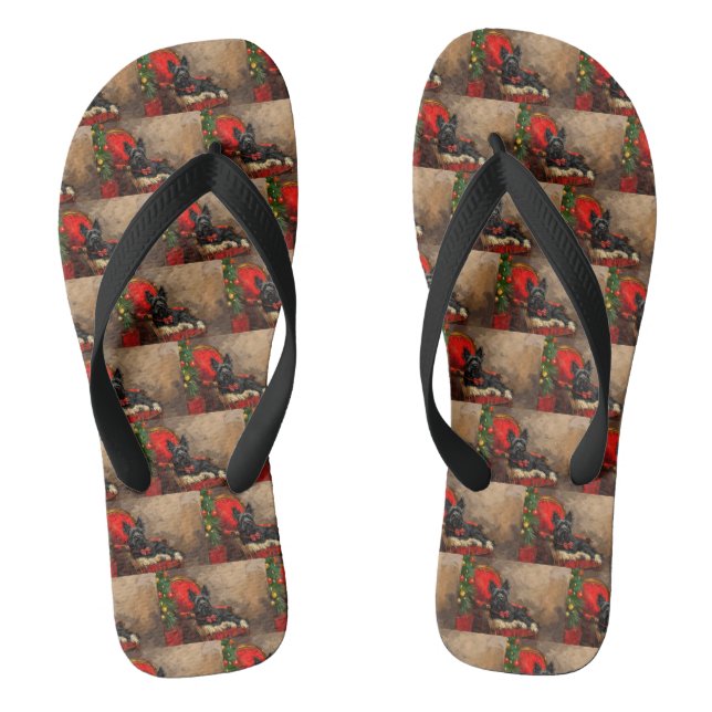 Skye Terrier Dog Christmas Festive  Flip Flops (Footbed)