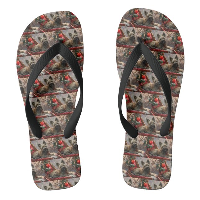 Skye Terrier Dog Christmas Festive Flip Flops (Footbed)