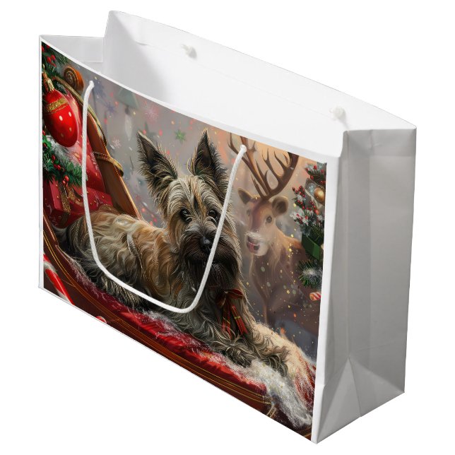 Skye Terrier Dog Christmas Festive Large Gift Bag (Front Angled)