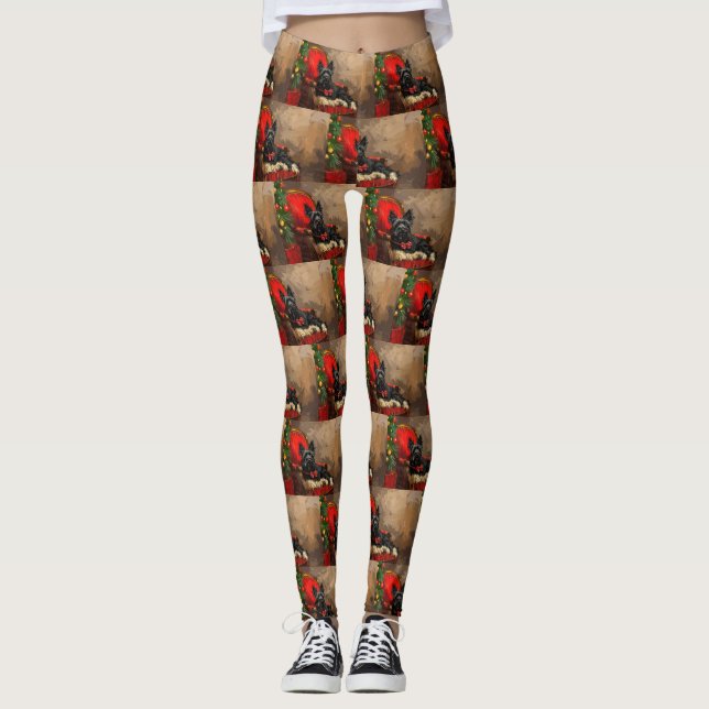 Skye Terrier Dog Christmas Festive  Leggings (Front)