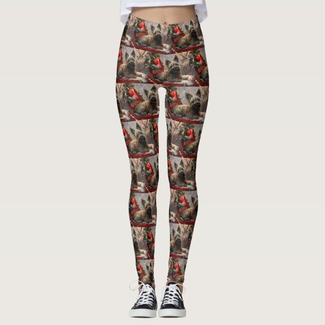 Skye Terrier Dog Christmas Festive Leggings (Front)