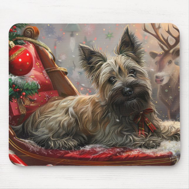 Skye Terrier Dog Christmas Festive Mouse Mat (Front)