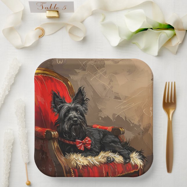 Skye Terrier Dog Christmas Festive  Paper Plate (Wedding)