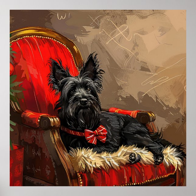 Skye Terrier Dog Christmas Festive  Poster (Front)