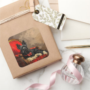 Skye Terrier Dog Christmas Festive  Square Sticker