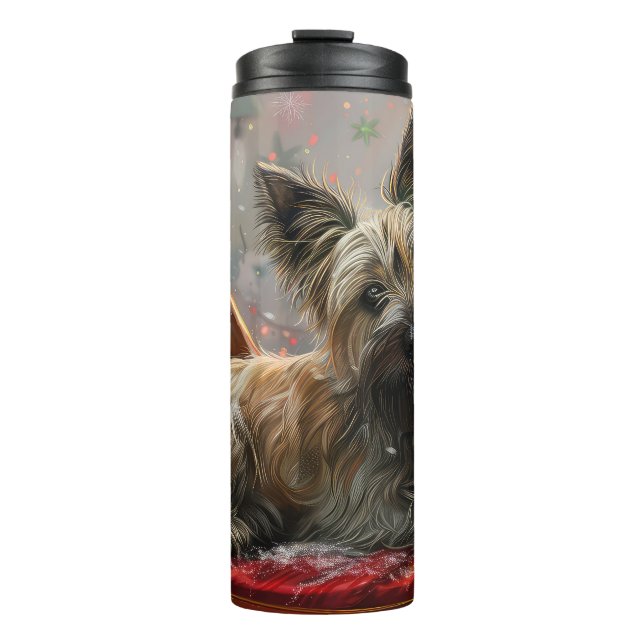 Skye Terrier Dog Christmas Festive Thermal Tumbler (Front)