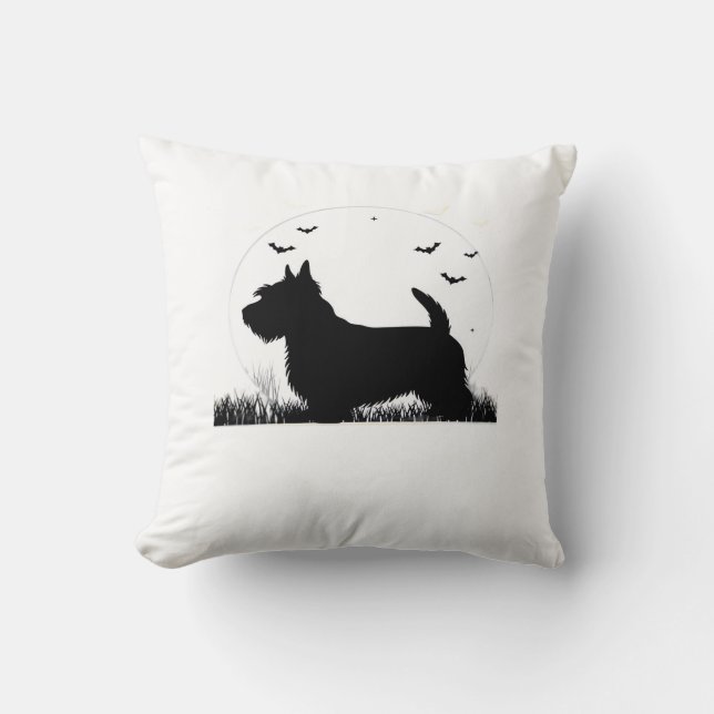 Skye Terrier Dog � Halloween Moon Silhouette Class Cushion (Front)