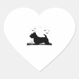Skye Terrier Dog � Halloween Moon Silhouette Class Heart Sticker