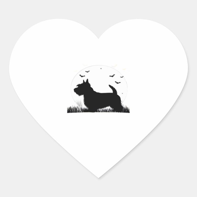 Skye Terrier Dog � Halloween Moon Silhouette Class Heart Sticker (Front)