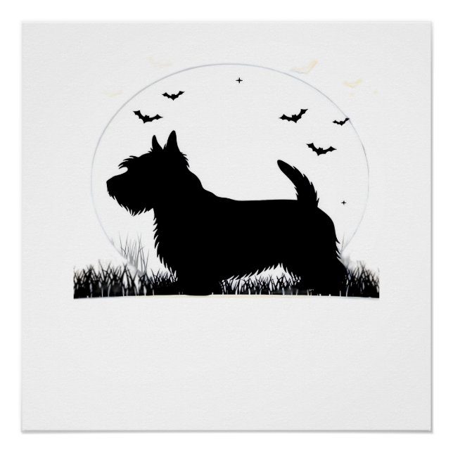 Skye Terrier Dog � Halloween Moon Silhouette Class Poster (Front)