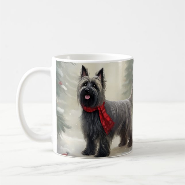 Skye Terrier Dog in Snow Christmas  Coffee Mug (Left)