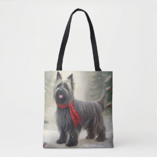 Skye Terrier Dog in Snow Christmas  Tote Bag