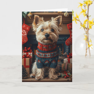 Skye Terrier Dog With Christmas Gifts Fireplace Card