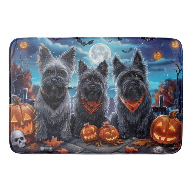 Skye Terrier Halloween Spooky  Bath Mat (Front)