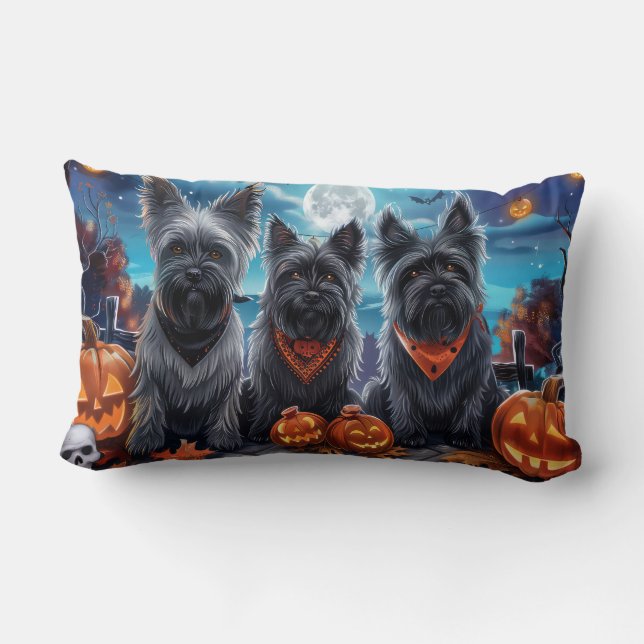 Skye Terrier Halloween Spooky  Lumbar Cushion (Back)