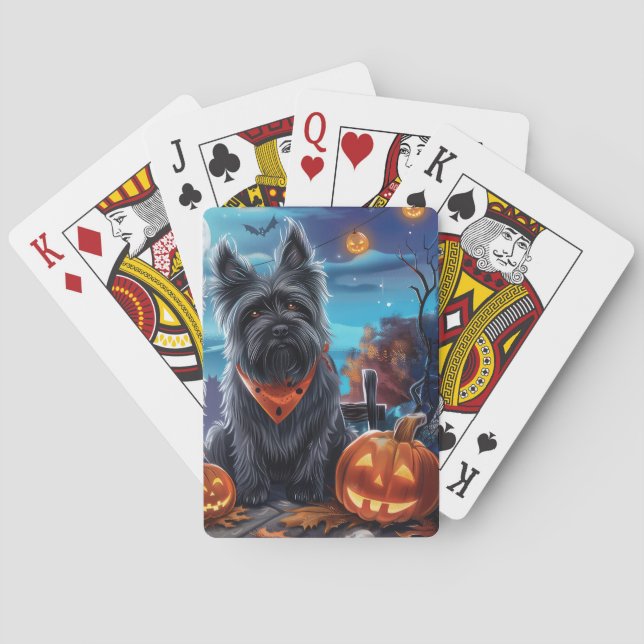 Skye Terrier Halloween Spooky  Playing Cards (Back)
