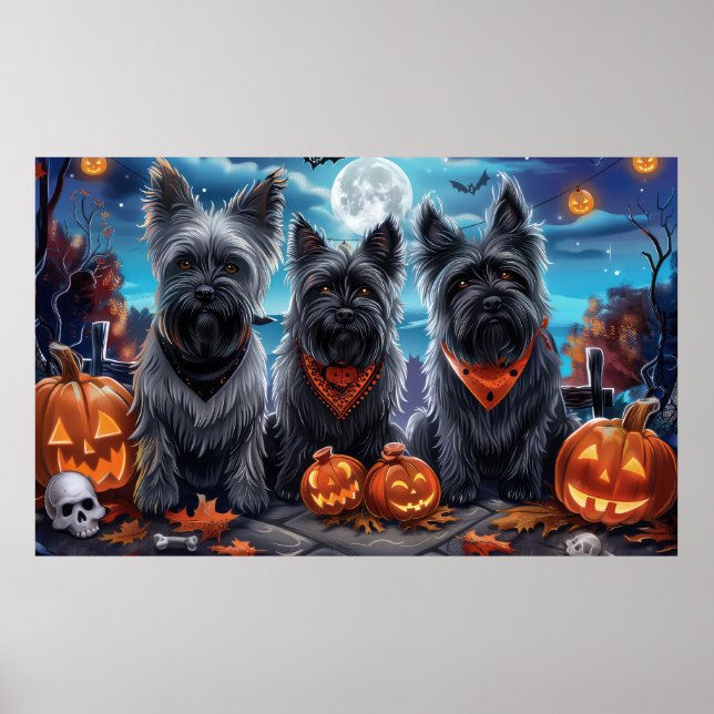 Skye Terrier Halloween Spooky  Poster (Front)