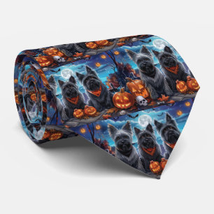 Skye Terrier Halloween Spooky  Tie
