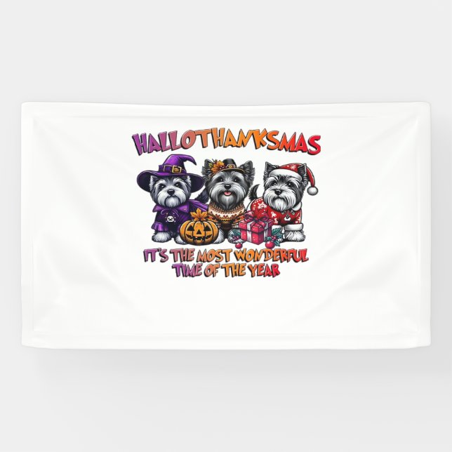Skye Terrier Halloween Thanksgiving Christmas Clas Banner (Horizontal)