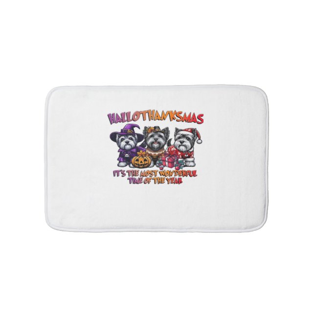 Skye Terrier Halloween Thanksgiving Christmas Clas Bath Mat (Front)