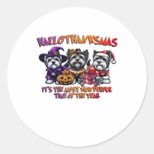 Skye Terrier Halloween Thanksgiving Christmas Clas Classic Round Sticker