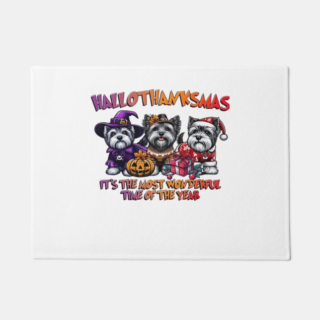 Skye Terrier Halloween Thanksgiving Christmas Clas Doormat (Front)