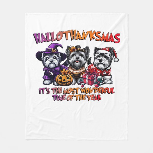 Skye Terrier Halloween Thanksgiving Christmas Clas Fleece Blanket (Front)