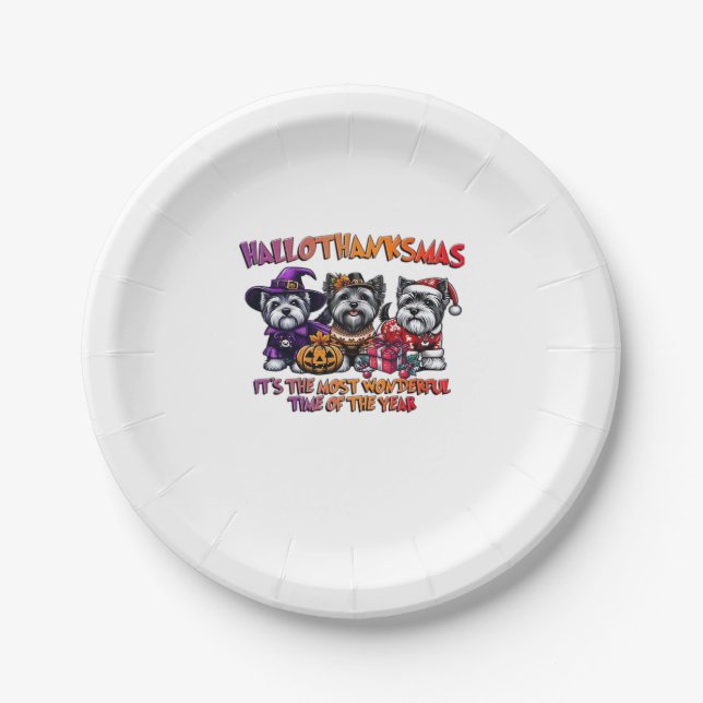 Skye Terrier Halloween Thanksgiving Christmas Clas Paper Plate (Front)