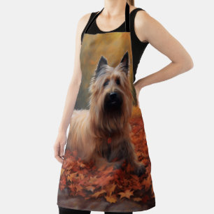 Skye Terrier in Autumn Leaves Fall Inspire Apron