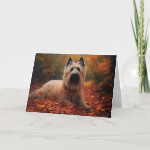 Skye Terrier in Autumn Leaves Fall Inspire Card