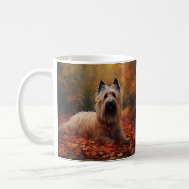 Skye Terrier in Autumn Leaves Fall Inspire Coffee Mug (Left)